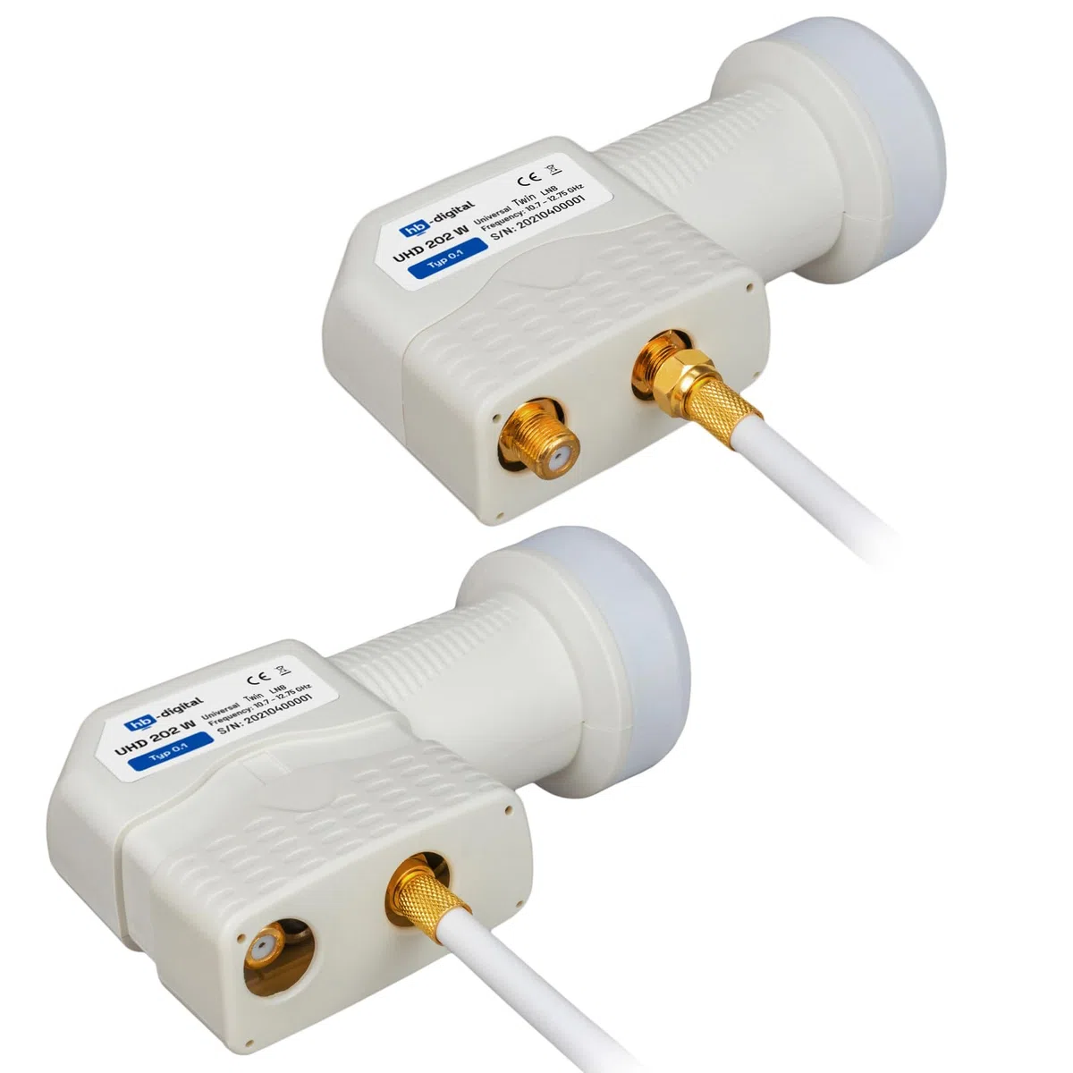 HB-Digital LNB LNC - Conector con contactos chapados en oro para cable de televisión de alta definición, para FULL HD TV 3D, extensible, incluye enchufe