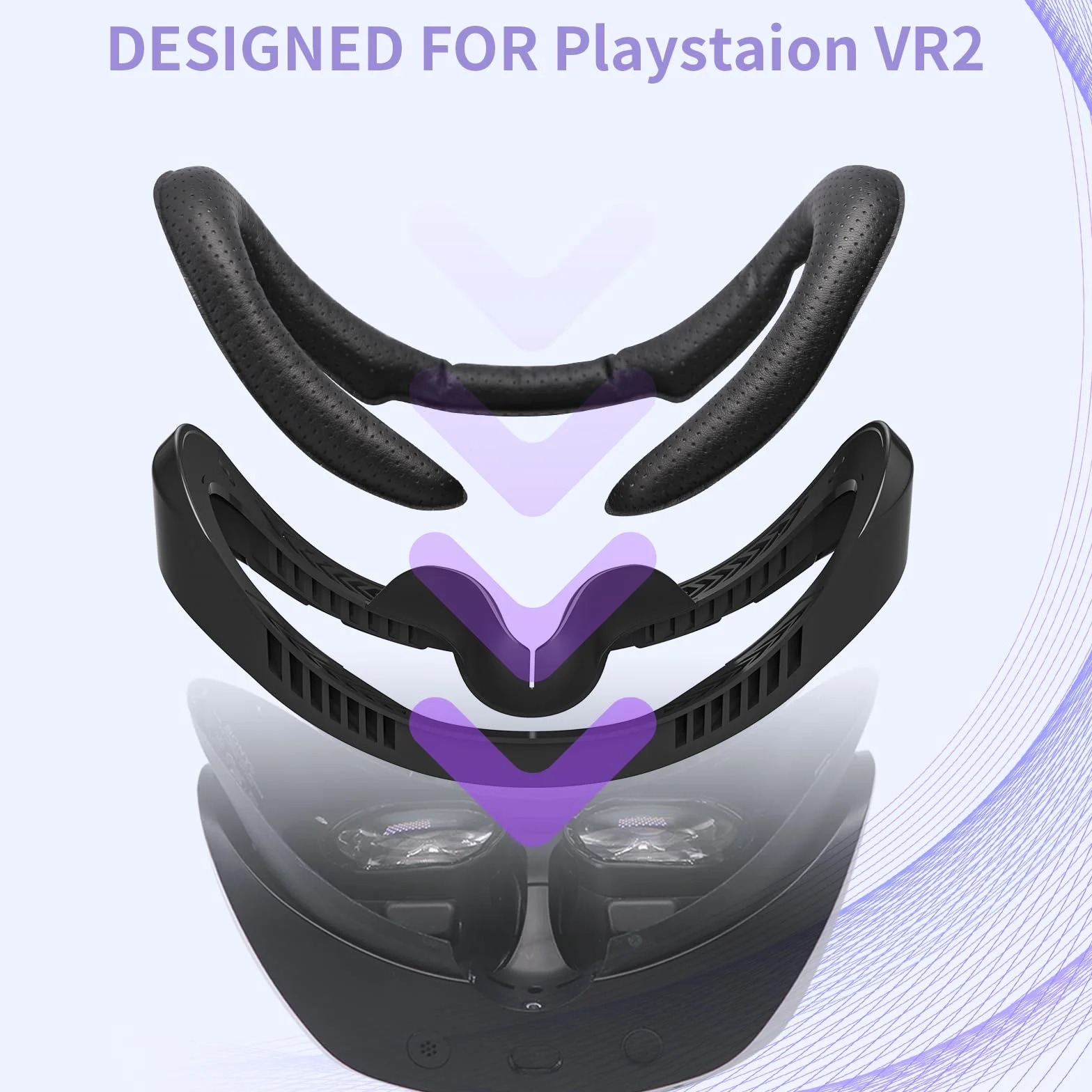 AODELAN - Almohadilla facial de realidad virtual para Playstation VR2, agujeros transpirables, accesorios de realidad virtual, cubierta facial de repuesto, soporte de interfaz facial compatible con PS