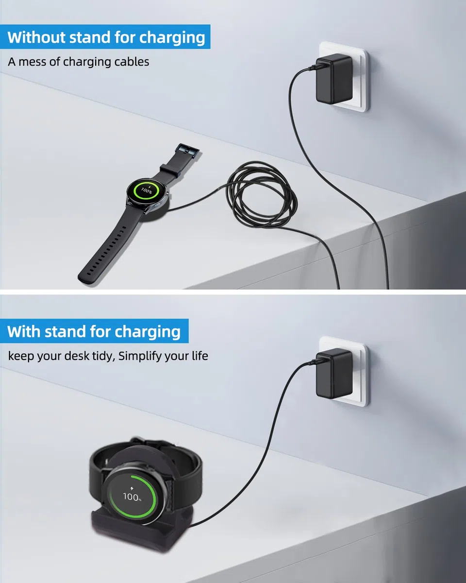 Soporte Compatible con Samsung Galaxy Watch 7 40,44mm/Fe/6 40,44mm/6 Classic 43,47mm/5/5 Pro/5 (Pro) Golf Edition, Soporte de Silicona Antideslizante con Ranura para Cables
