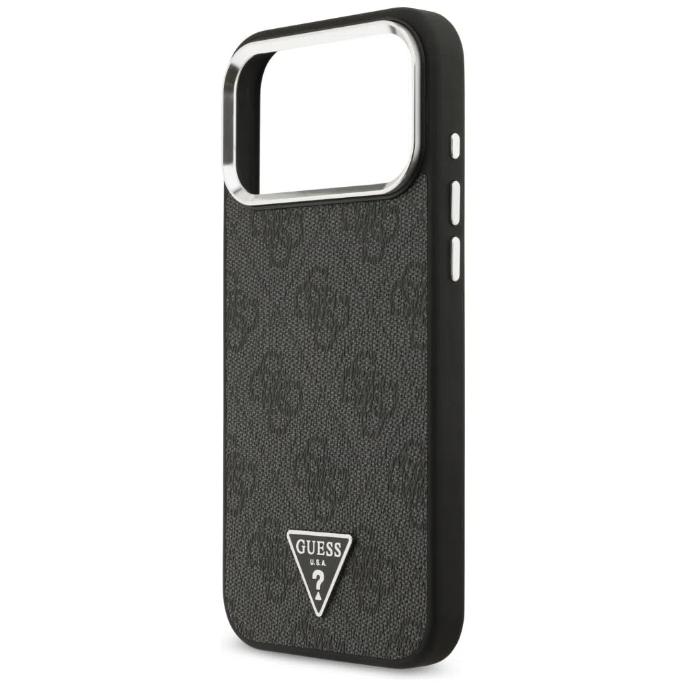 CG MOBILE Guess 4G Triángulo Logo Compatible con MagSafe Funda para iPhone 17 Pro Max (Negro/Plata)