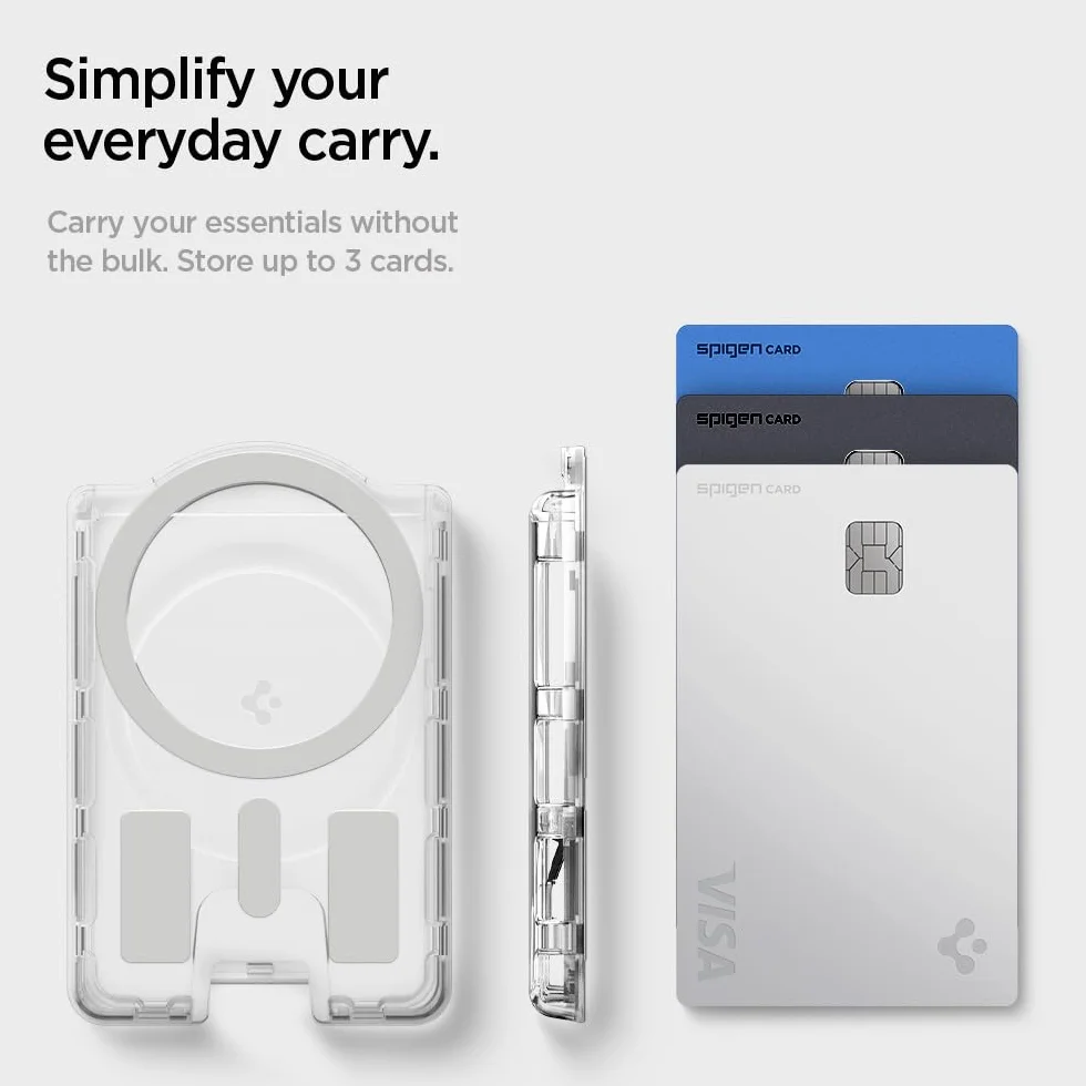 Spigen Ultra Hybrid MagFit+ Tarjetero Cartera Magnético Compatible con Funda magnética de Samsung Galaxy S26 & S25 Serie, S25 Edge y Z Fold 7 - Transparente