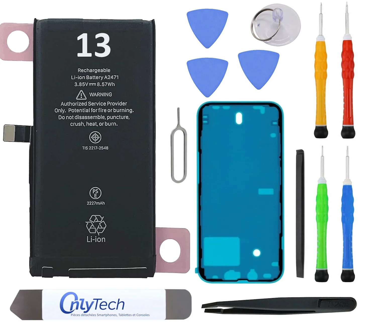Batería de repuesto para iPhone 13-3227mAh, idéntica a la original, kit de 12 herramientas profesionales y adhesivo de pantalla incluido