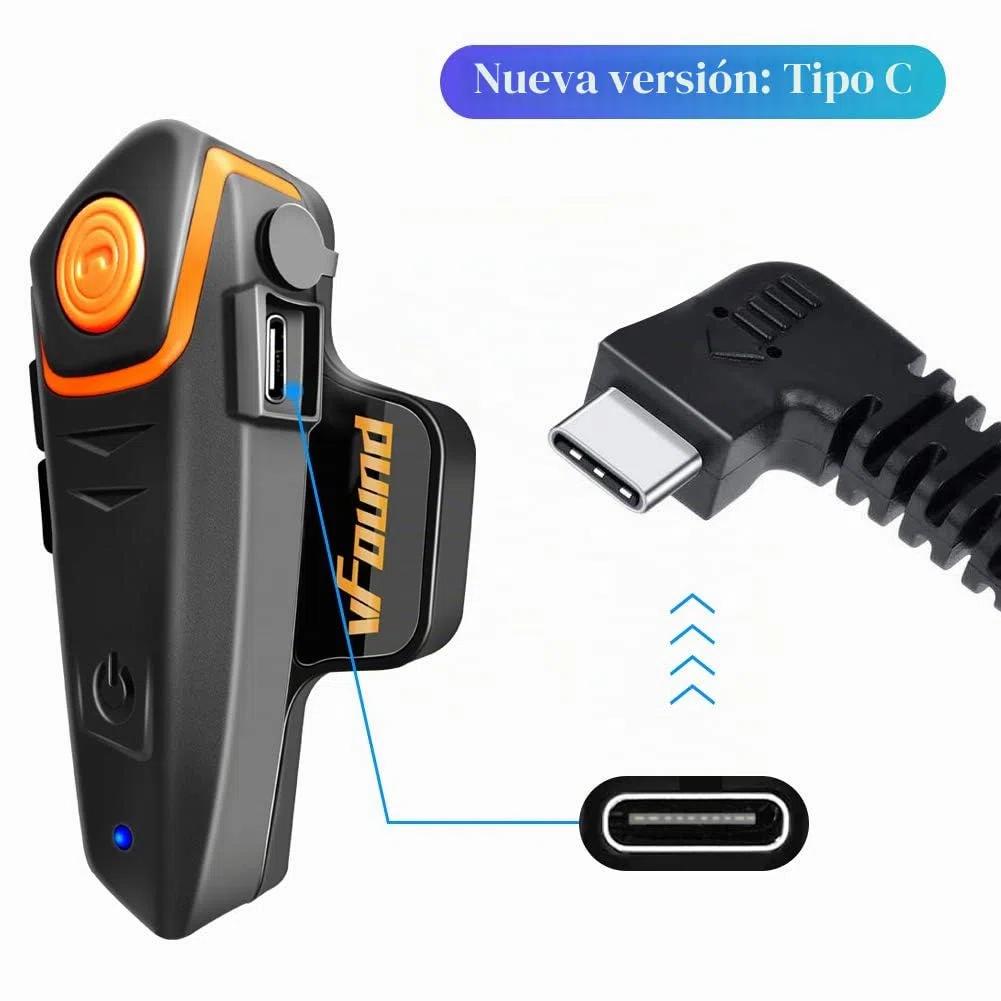 Qaurora BT-S2 1000 M Bluetooth Headset Impermeable, Casco Intercomunicador Interphone Móvil para 2 o 3 Jinetes y 2,5 mm de Audio para Walkie Talkie GPS (2 Pieza)