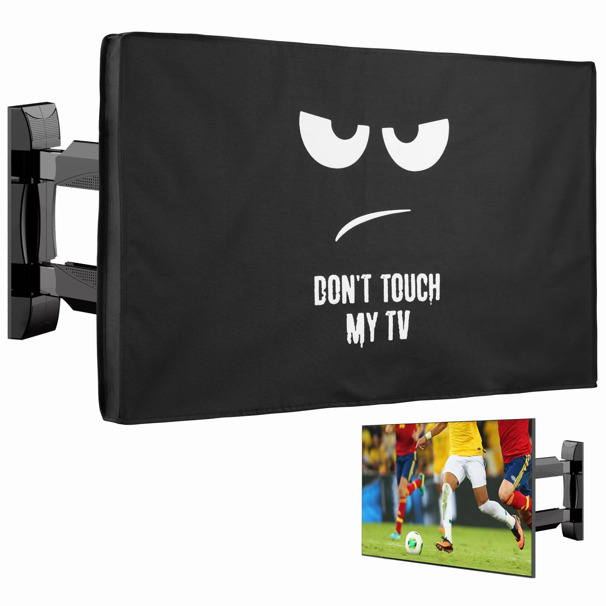 kwmobile Fundas para TV Exterior de 32" TV - Funda TV Exterior para Aire Libre, Cubierta Impermeable Televisión - No toques mi TV