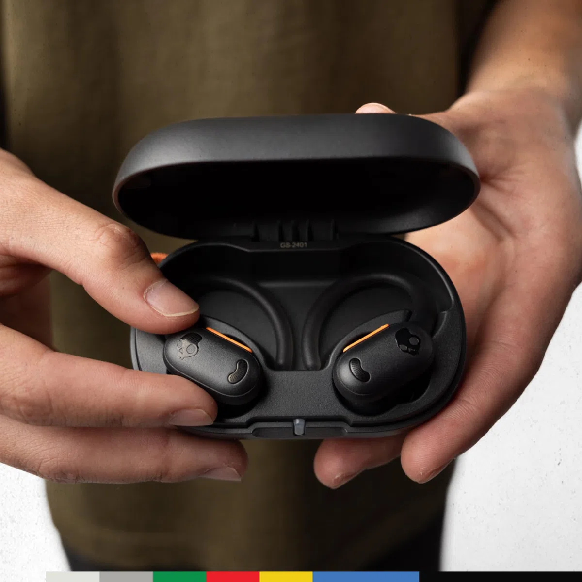 Skullcandy Push ANC Active in-Ear Wireless Earbuds, 58 HR Battery, IP67 Waterproof, Wireless Charging, Microphone, Works with iPhone Android and Bluetooth Devices - True Black/Orange