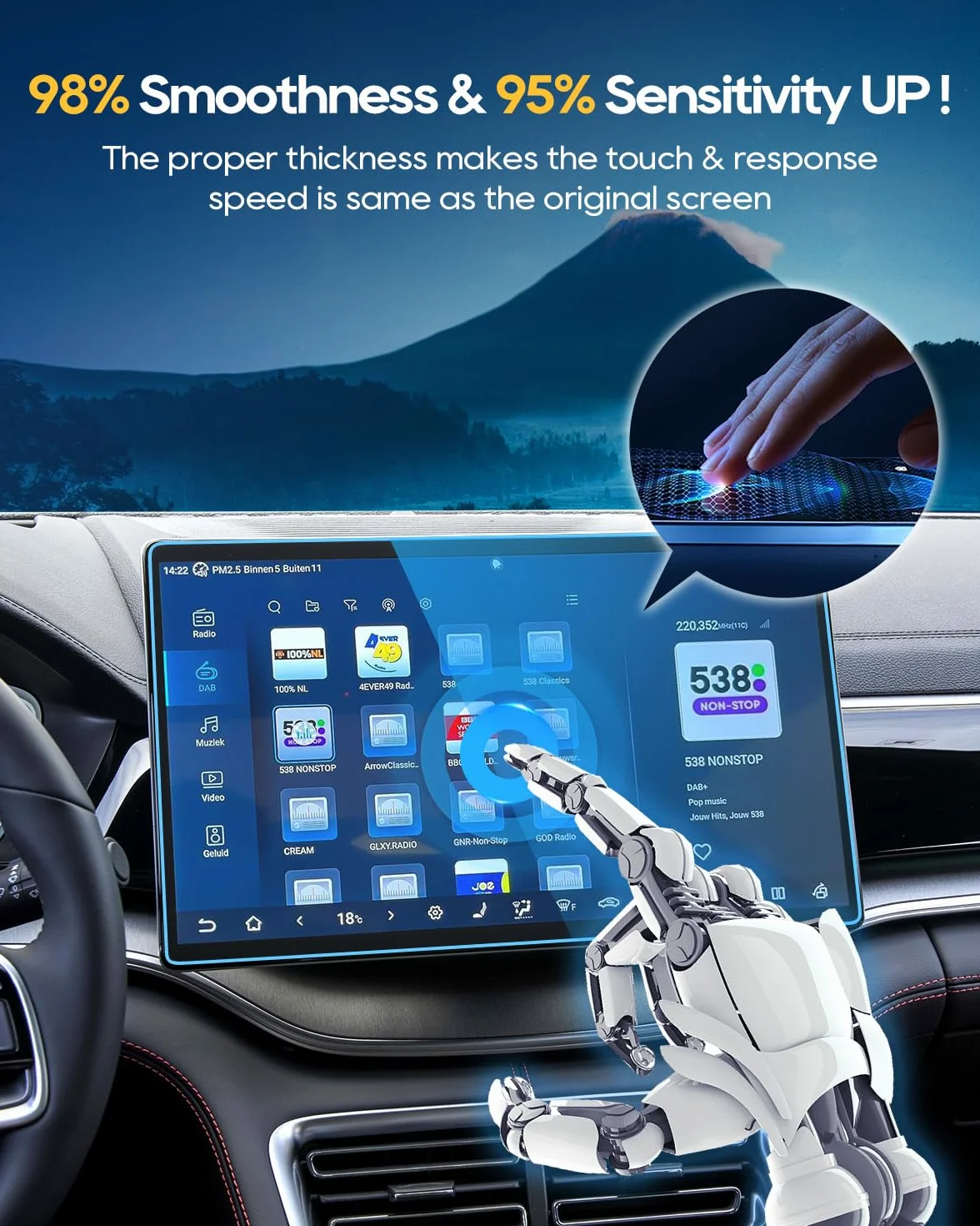 YEE PIN Protector de pantalla de 12,8 pulgadas para BYD Seal U EV DM-i | Dolphin | Atto 2 EV DM-i | Seal 6 DM-i Touring | Atto 3 Navigation, vidrio templado 9H resistente a los arañazos y antihuellas