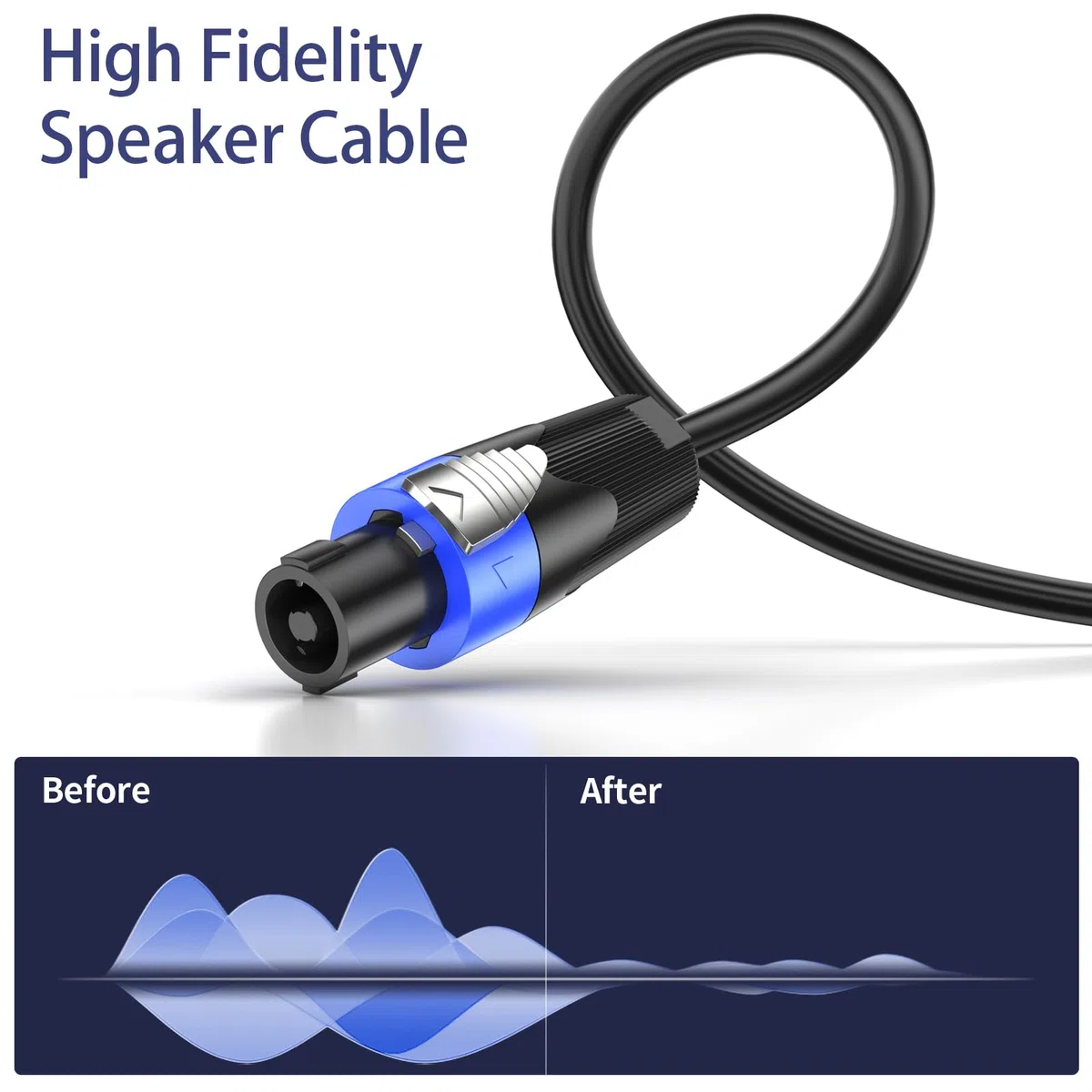 GCTBL 10M Speakon a Speakon Cables Profesional 15 Gauge Audio Cord DJ/PA Speaker Cable con Twist Lock