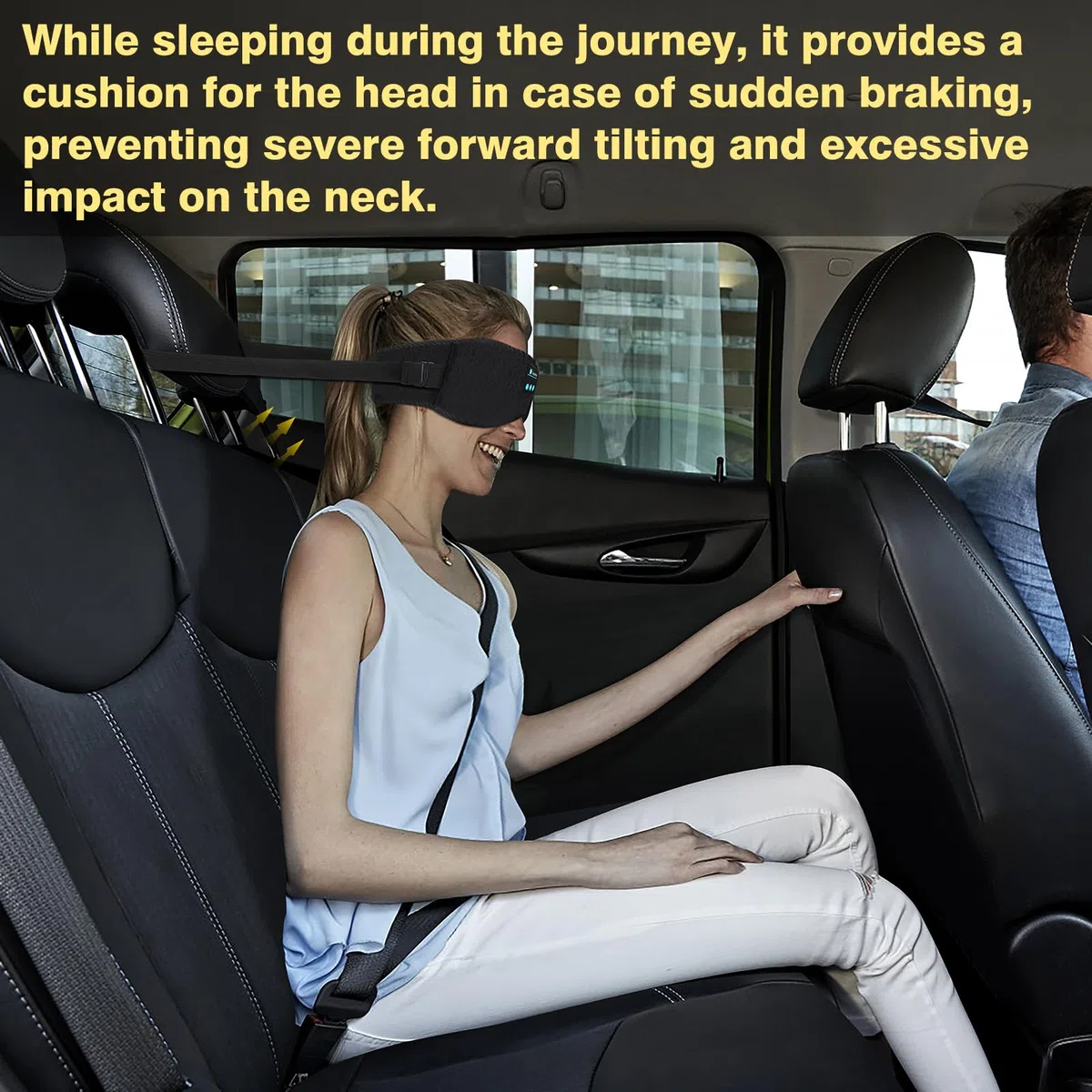 Joythink Auriculares para dormir, máscara de dormir Bluetooth con altavoz, máscara para dormir en coche, auriculares inalámbricos, accesorios de viaje para vuelos largos