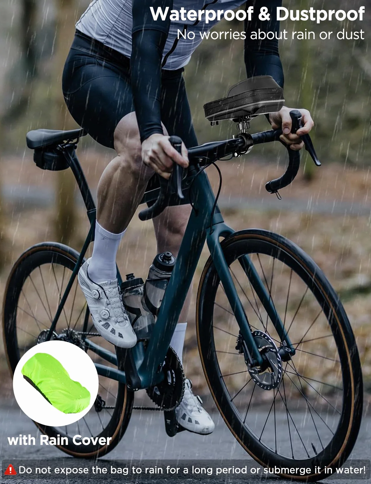 Vitalismo Soporte Móvil Bicicleta Moto Impermeable, Bolsa Manillar Bicicleta con Cubierta de Lluvia Rotación 360 Porta Móvil Bici para Teléfono hasta 7 Pulgadas