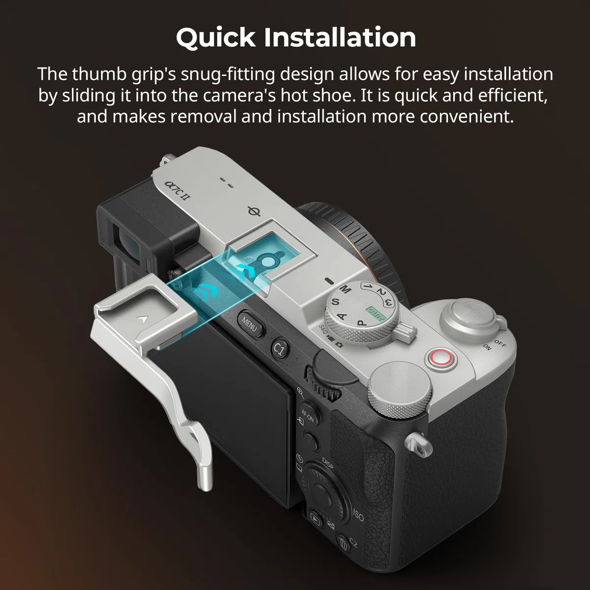 SMALLRGI Empuñadura para Pulgar para Sony Alpha 7C II/Alpha 7CR / Alpha 7C, Diseño Ergonómico, Zapata Fría Incorporada, para Luz, Micrófono, Peso de Solo 8 g (Plateado) - 4818