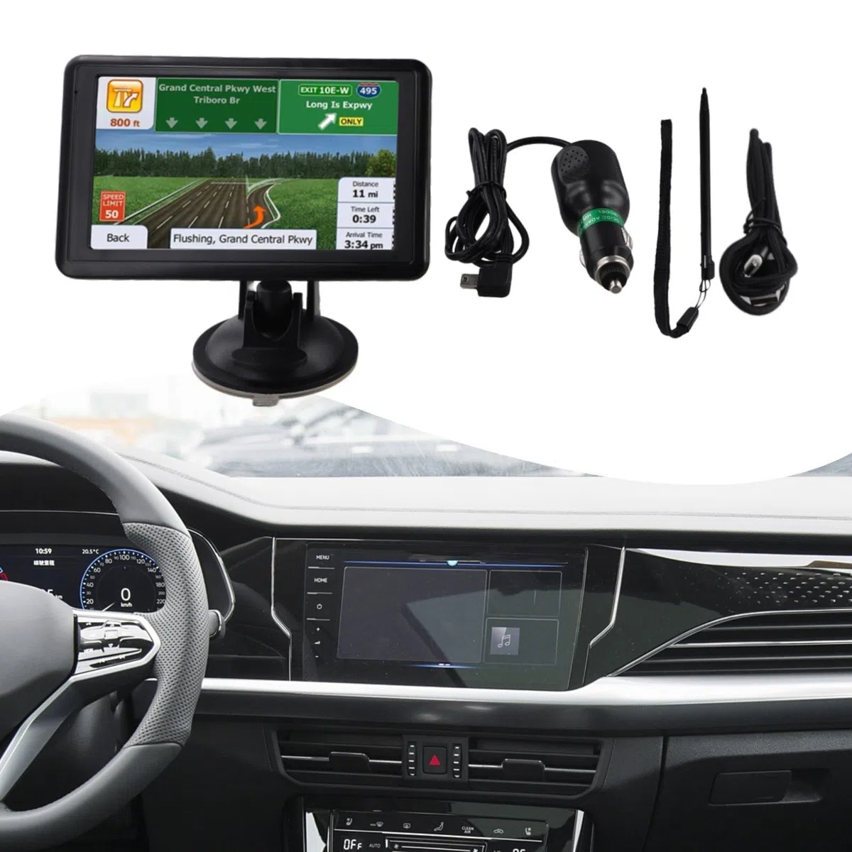 Navegador GPS para Coche/camión/RV de 5 Pulgadas | Pantalla táctil de 8 GB | Cámara de Velocidad y guía de Carril(Version britannique)