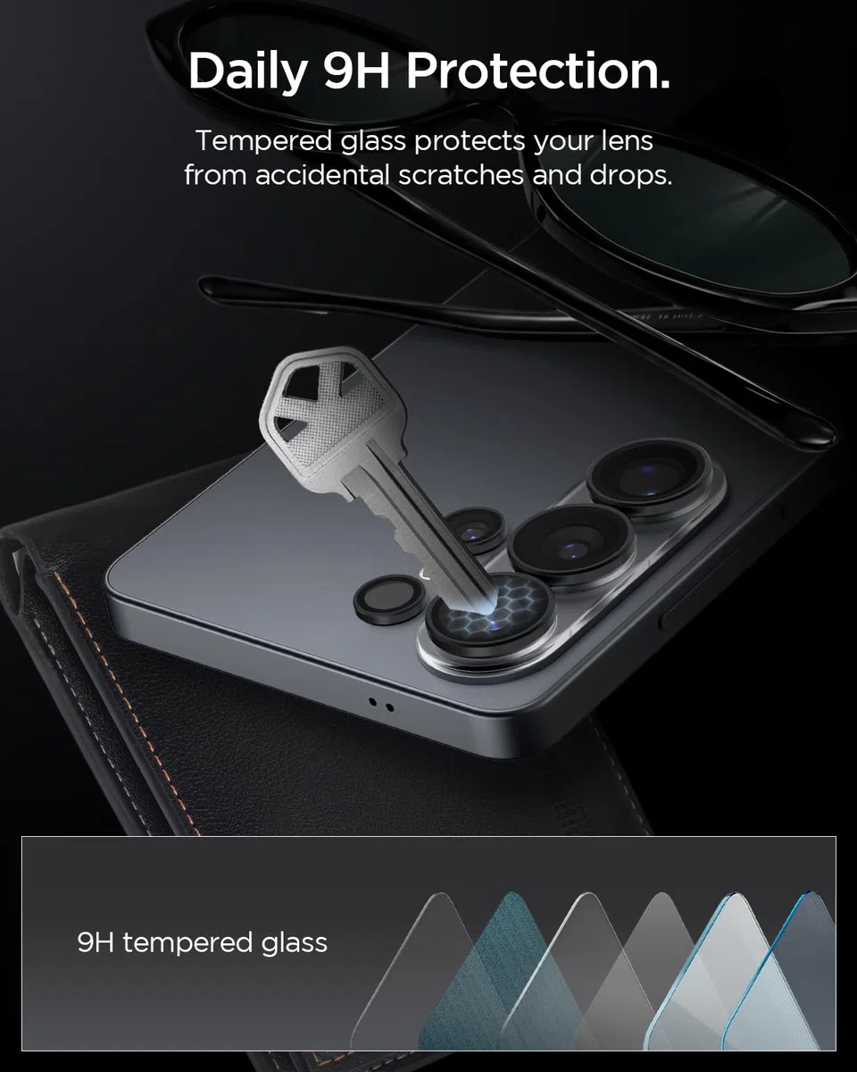 Spigen Glas.tR EZ Fit Optik Pro Protector de Cámara para Samsung Galaxy S26 Ultra, Negro, 2 Unidades, Instalación Fácil, 9H Dureza, Anti-Arañazos