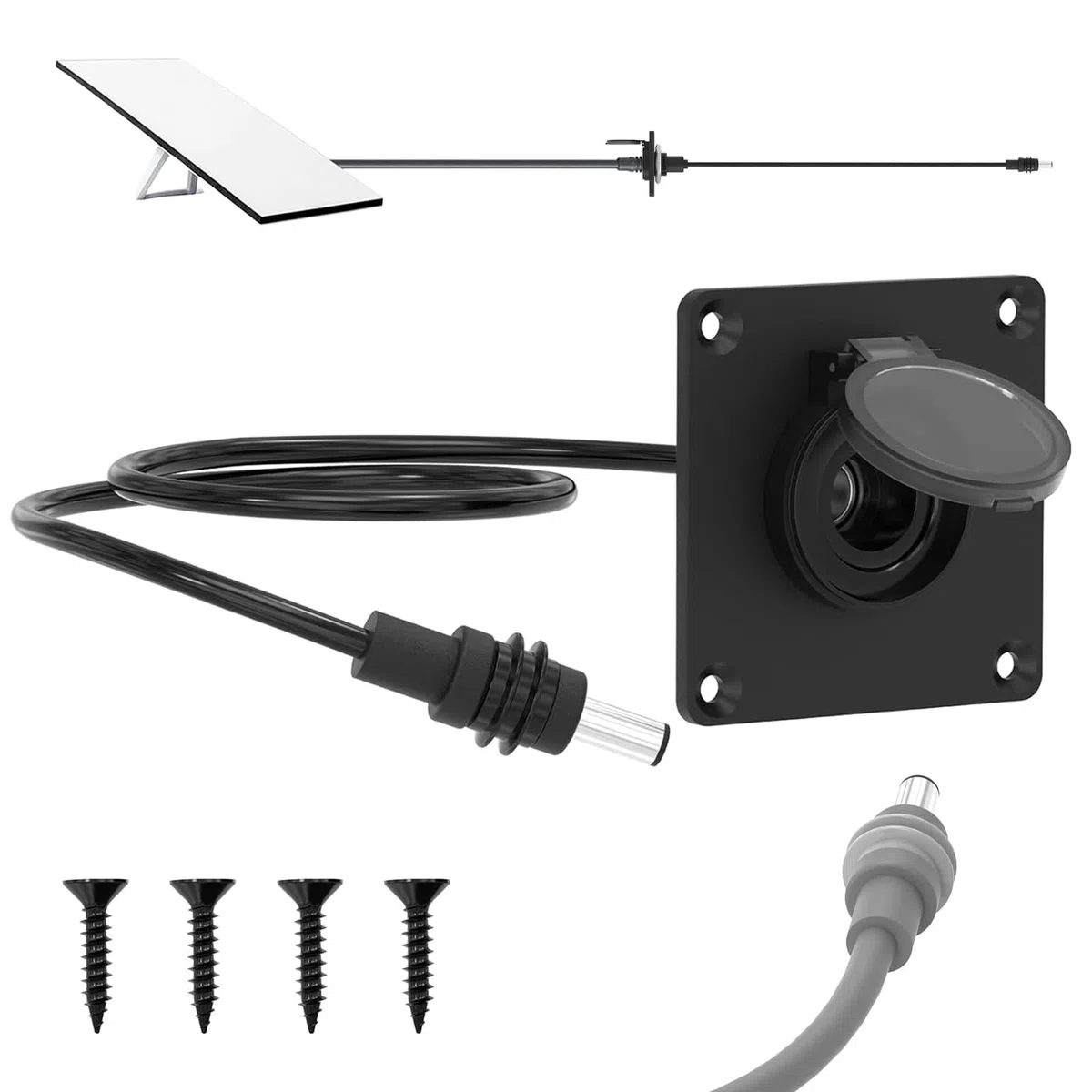 Starlink - Mini kit de paso de pared de aluminio, IP67, impermeable, 5,5 x 2,1 mm, CC hembra, enchufe de montaje en panel para RV, cámper, furgoneta, barco, caja de batería, toma de corriente