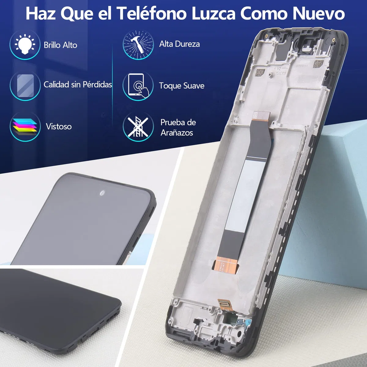 RongZy para Xiaomi Poco M3 Pro 5G M2103K19PG M2103K19PI LCD+Pantalla Táctil Digitalizador Asamblea Reemplazo +Reparación Herramientas(Negro con Marco)