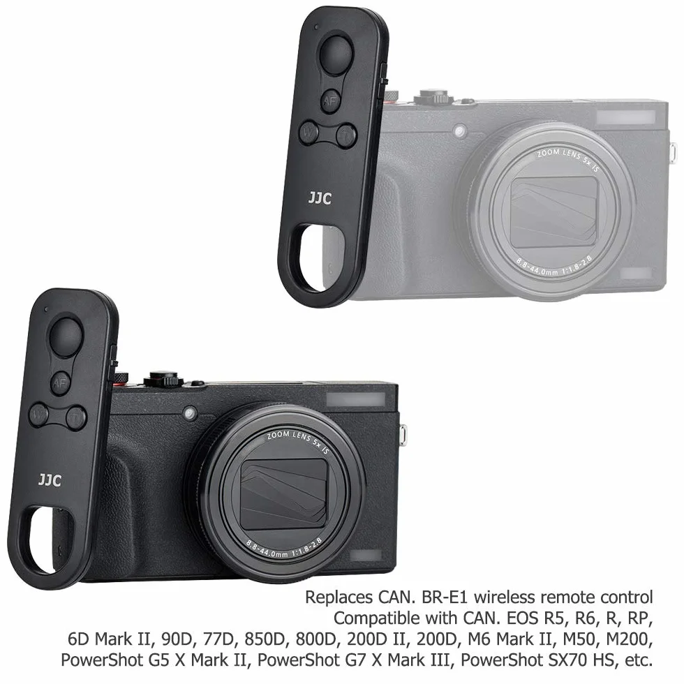 JJC BR-E1 Mando a Distancia Bluetooth Control Remoto inalámbrico para Canon EOS R1 R10 R7 R3 R5 R6 R RP 90D 77D 850D 800D 200D II, 200D M50 M200, 6D Mark II, M6 Mark II, G5 X Mark II, SX70 HS
