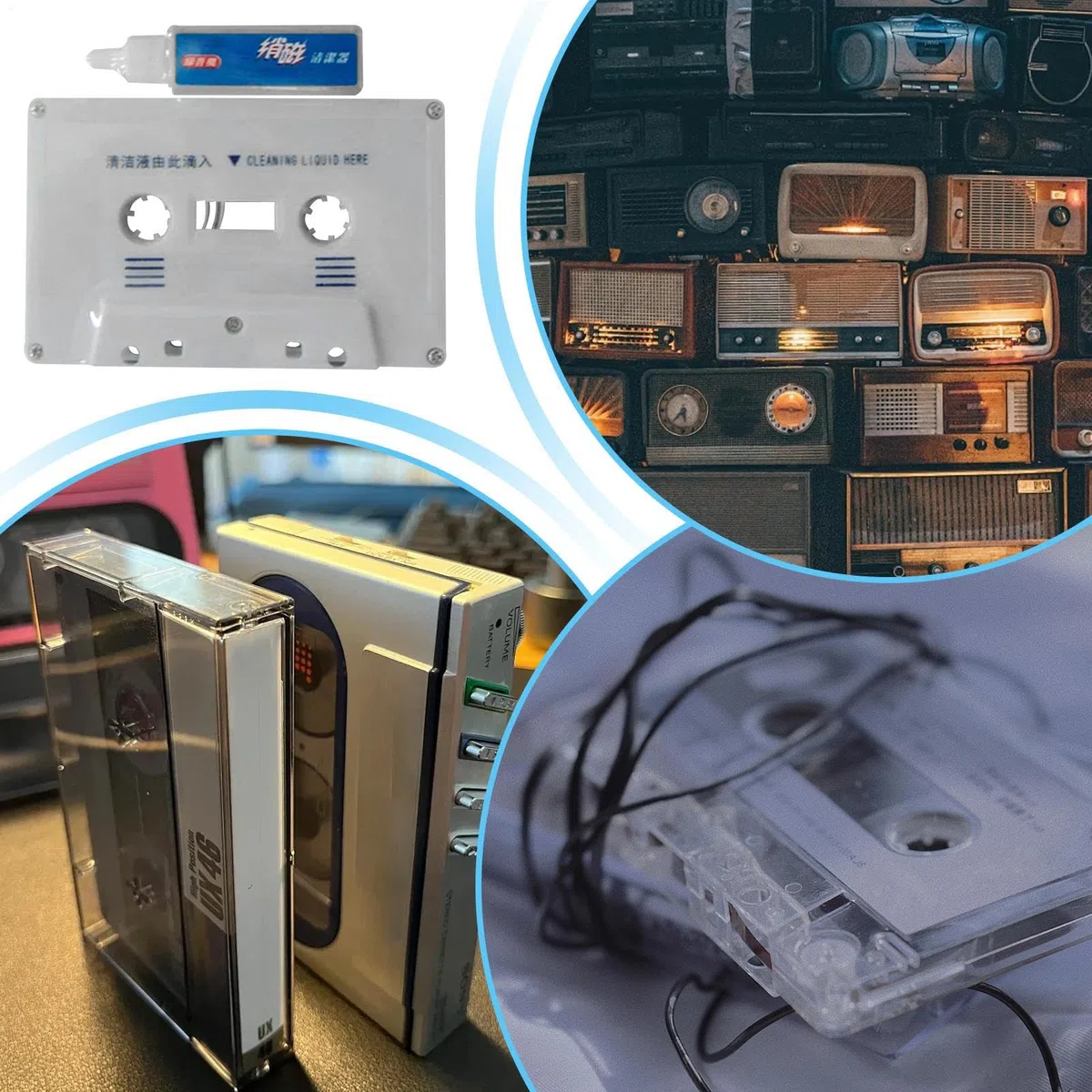 Limpiador de cabezales de cassette, desenmagnetizador de cabeza de audio, kit de eliminación de polvo | Líquidos de limpieza de casetes compactos, kit de mantenimiento de audio, grabadora Boombox Deck