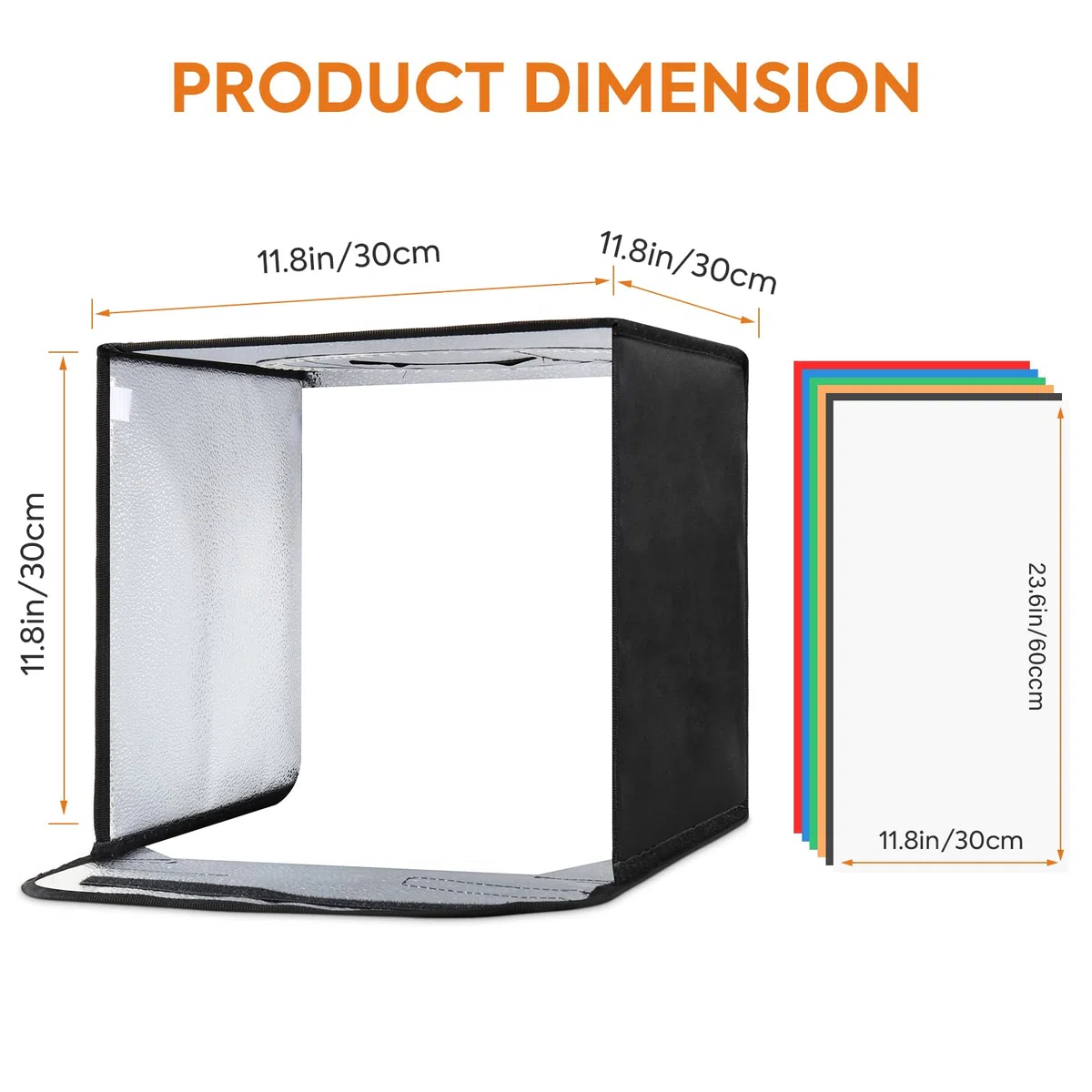Caja de luz plegable de 30 cm, estudio fotográfico portátil con luces LED regulables y 4 fondos para joyas, cosméticos, fotografía de productos